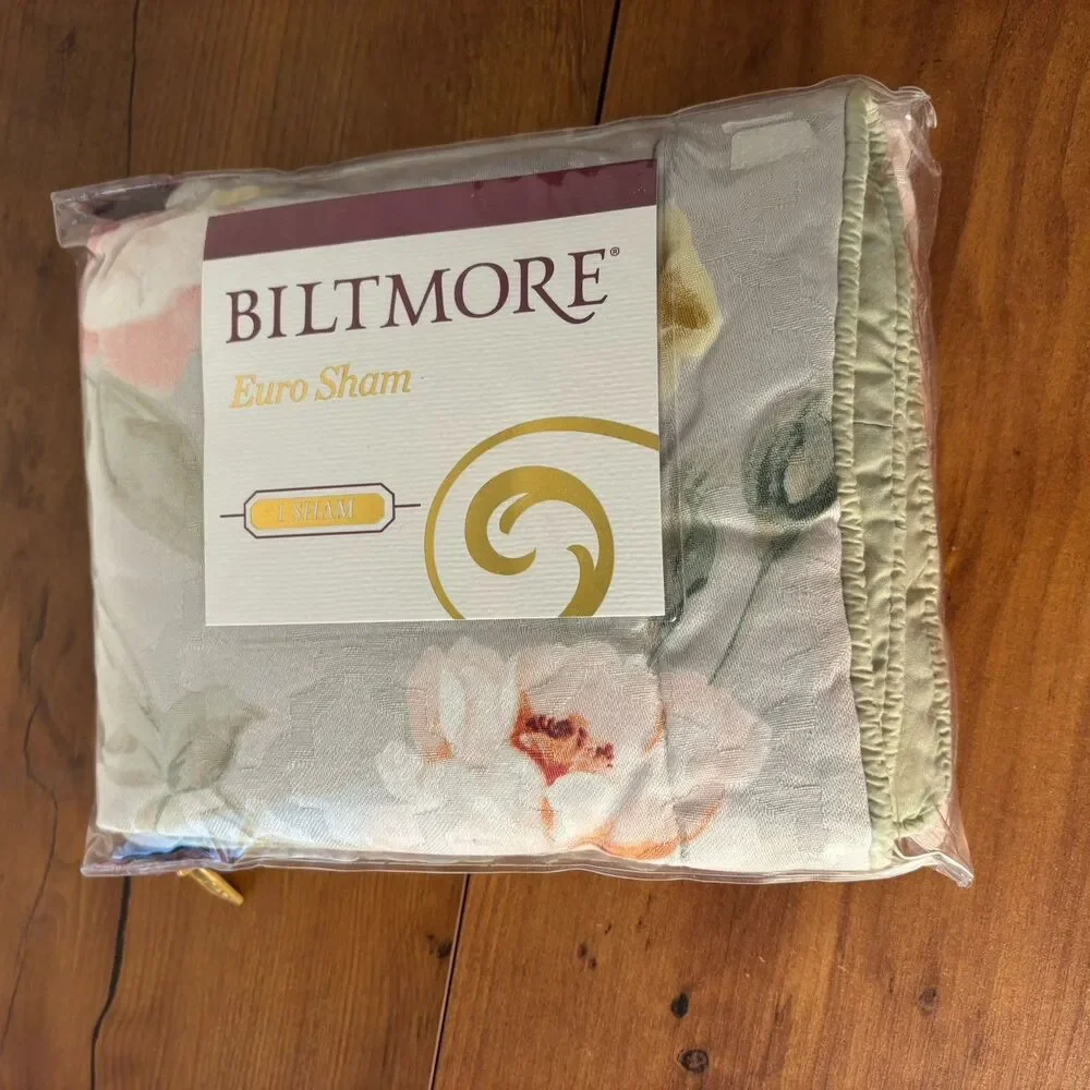 NEW Biltmore 1 Euro Sham Magnolia Floral 26x26x2 in Flange w/ Zipper Closure